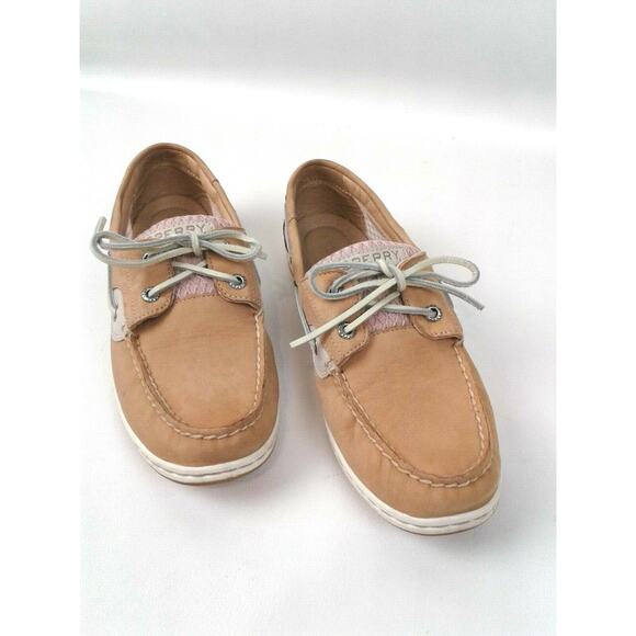 Sperry Top-siders Womens Lace Up Fawn Color w/Pink Ventilated Inserts Size 8M - Picture 3 of 8
